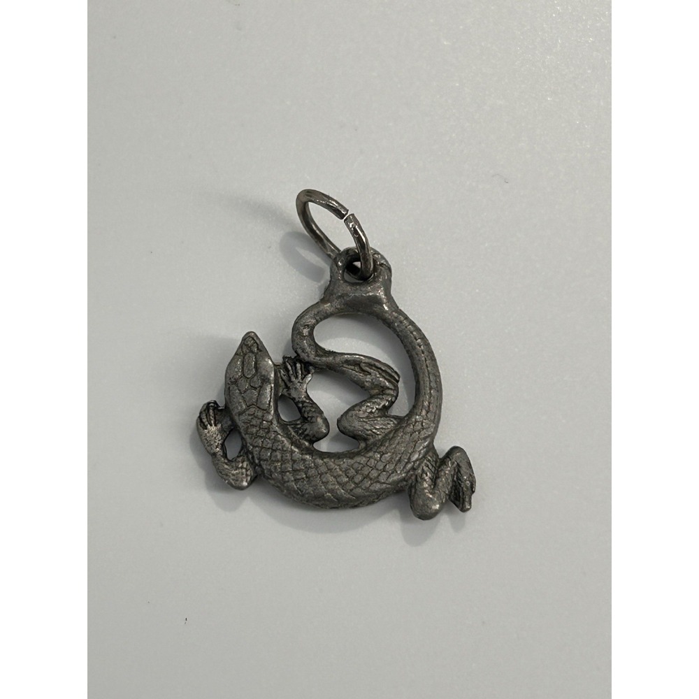 Vintage Pewter Lizard Gecko Charm Pendant